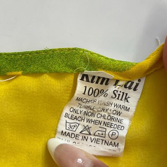 READ Kim Lai Silk Floral Sheer Button Down Long Sleeve Blouse Womens XS Small - Picture 3 of 16